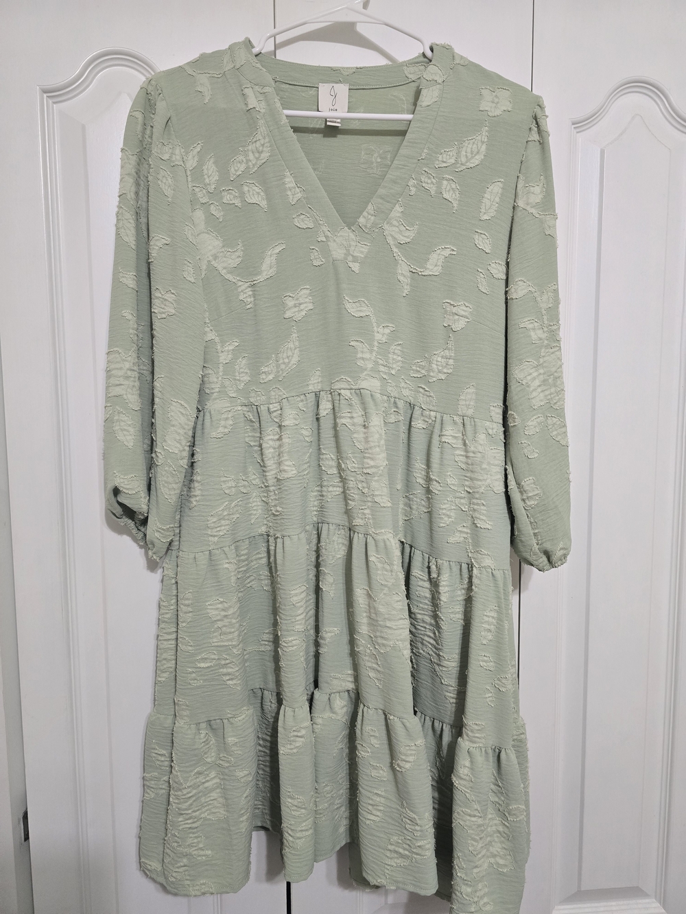 Joie Sage Green Tiered V-Neck Midi Dress